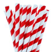 Paper Straight Cocktail Straw140mm Red Stripe