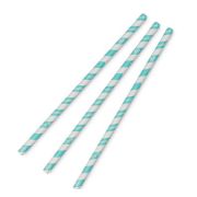 Vegware Jumbo Stripe Paper Straws 197mm Aqua