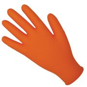 Nitrile Premium Grip Pattern Powder Free Gloves Large Orange