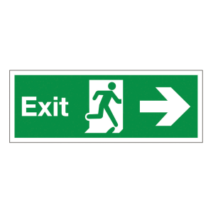 Fire Exit Sign Right Arrow Self Adhesive 45cm / 18''