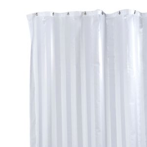 Satin Strip Shower Curtain White