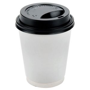 Paper Hot Cup White & Black Traveler Lid Combo 12oz 355ml