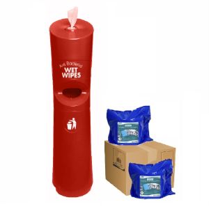 Freestanding Wet Wipe Dispenser Starter Kit Red
