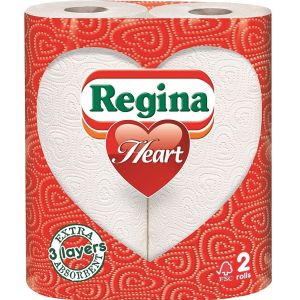 Regina Heart Kitchen Towels 3ply White