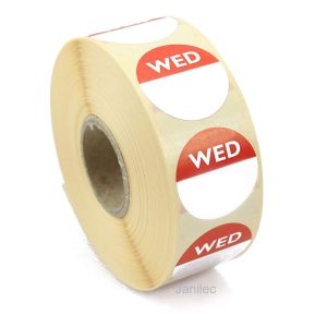 Food Rotation Day Dot Label Red Wednesday
