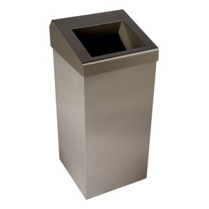 Waste Bin with Chute Style Lid Stainless Steel 50 Litre