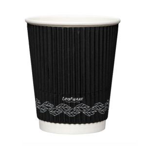 Leafware Black Ripple Double Wall Hot Cups 16oz 475ml
