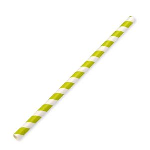 Jumbo Paper Straws 10mm Bore 200mm Green & White Stripe