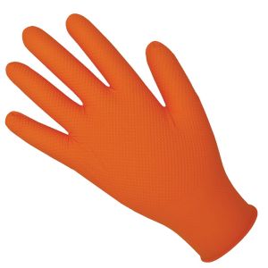 Nitrile Premium Grip Pattern Powder Free Gloves Medium Orange
