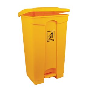 JanSan Front Step-On Polypropylene Pedal Bin 87L with Lid Yellow
