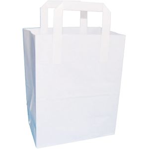 Kraft SOS Paper White Carrier Bags Small
