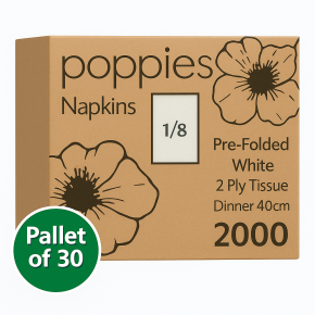 Napkin, 40cm, 2 Ply, 8 Fold, White (2000)