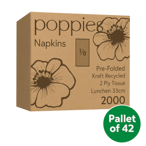 Napkin, 33cm, 2 ply, 8 Fold, Kraft, Recycled (2000)