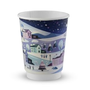 Hot Cup, 12oz, Double Wall, Compostable, Christmas